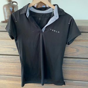 RARE Tesla Motors Polo Shirt Women’s Black Short Sleeve Golf Black Size Medium
